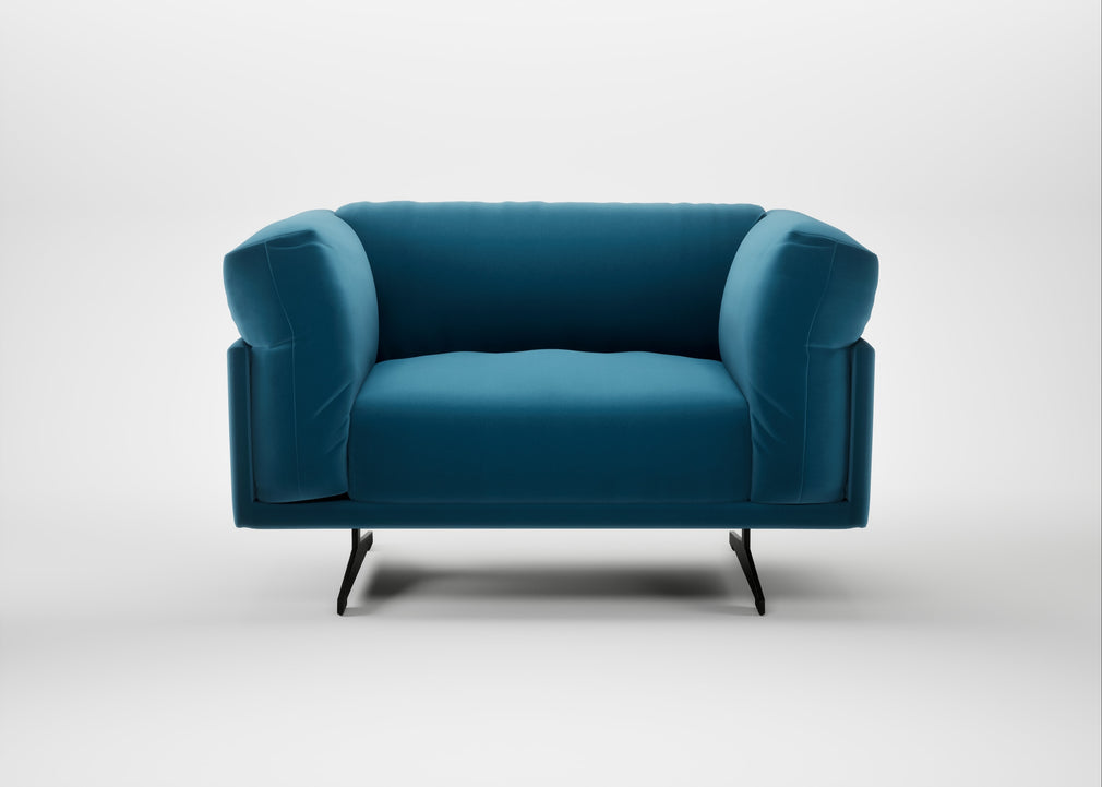 Novara Loveseat Smart Velvet Ocean Blue / Black