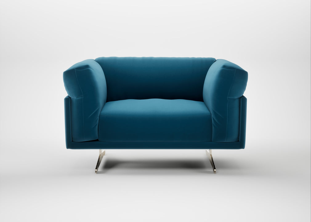 Novara Loveseat Smart Velvet Ocean Blue / Stainless Steel