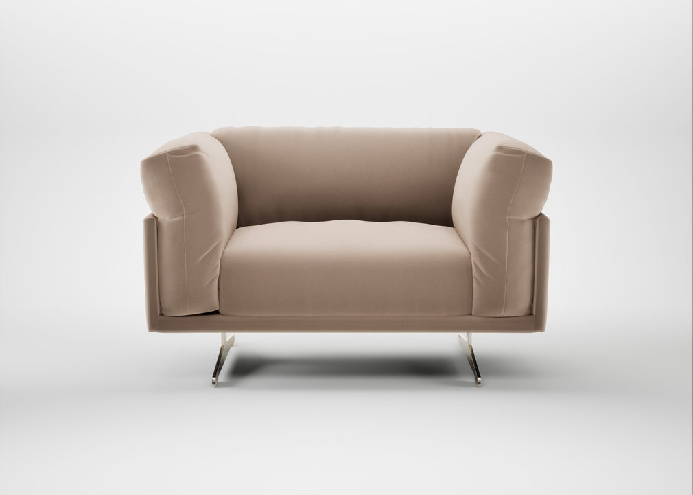 Novara Loveseat Smart Velvet Pebble / Stainless Steel