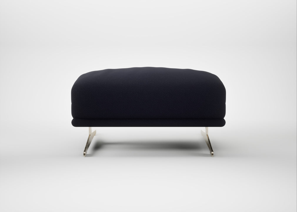 Novara Ottoman Boucle Indigo / Stainless Steel