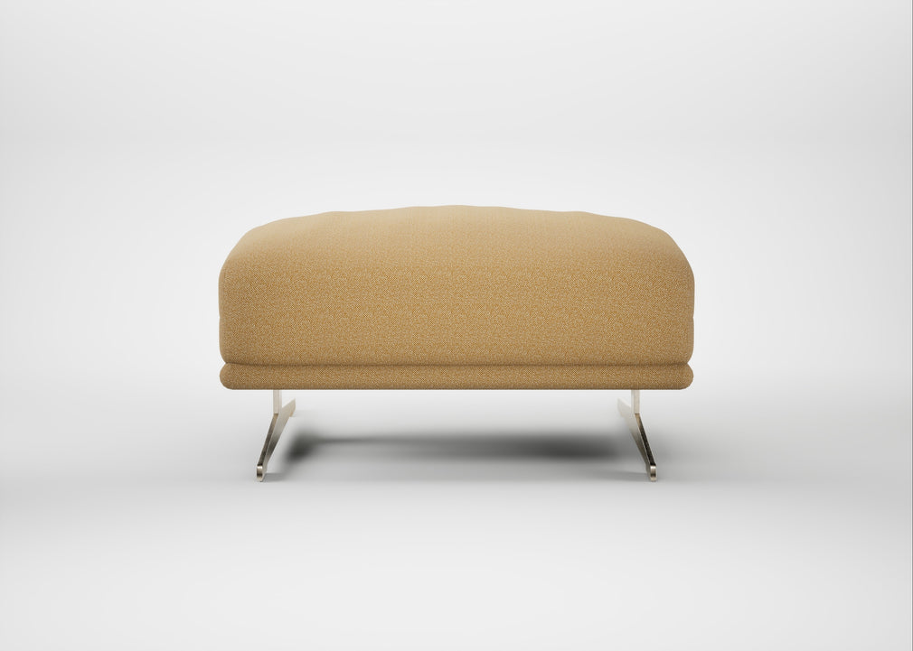 Novara Ottoman Boucle Tweed Citrine / Stainless Steel