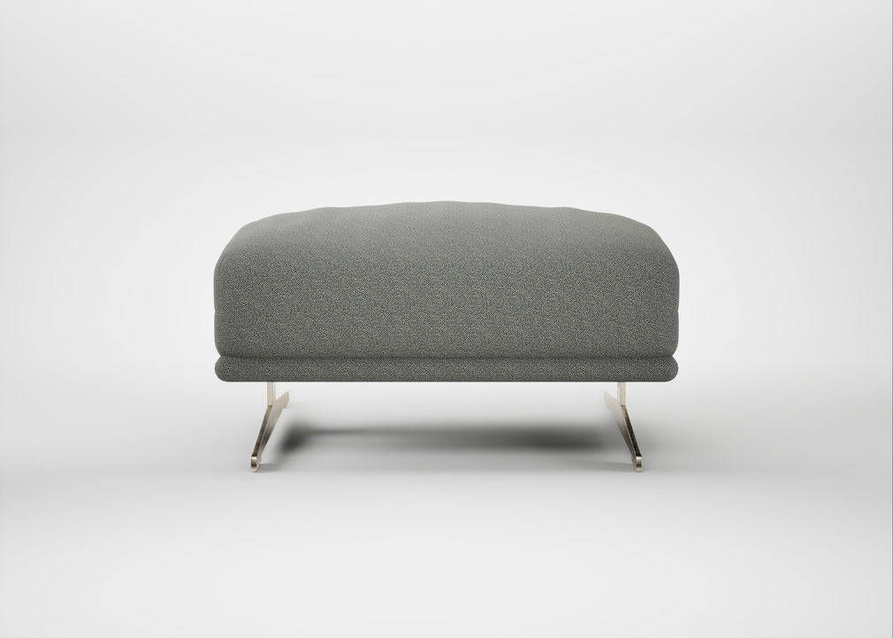 Novara Ottoman Boucle Tweed Lapis / Stainless Steel