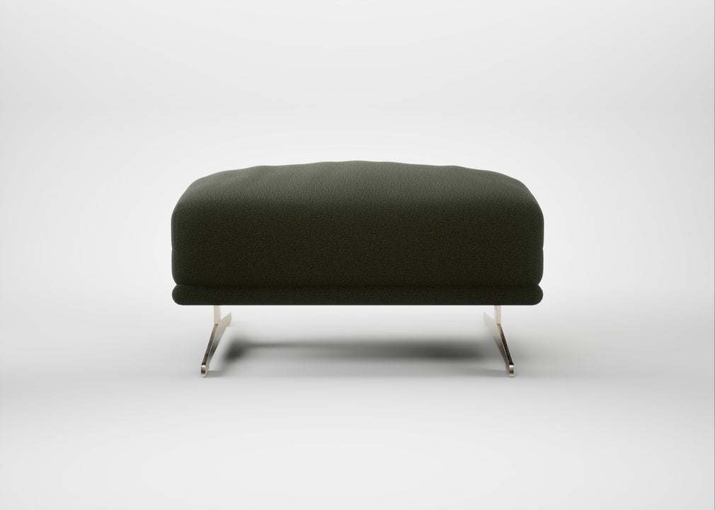 Novara Ottoman Boucle Velvet Wilder / Stainless Steel