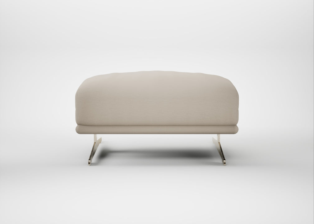 Novara Ottoman Broad Weave Putty / Stainless Steel