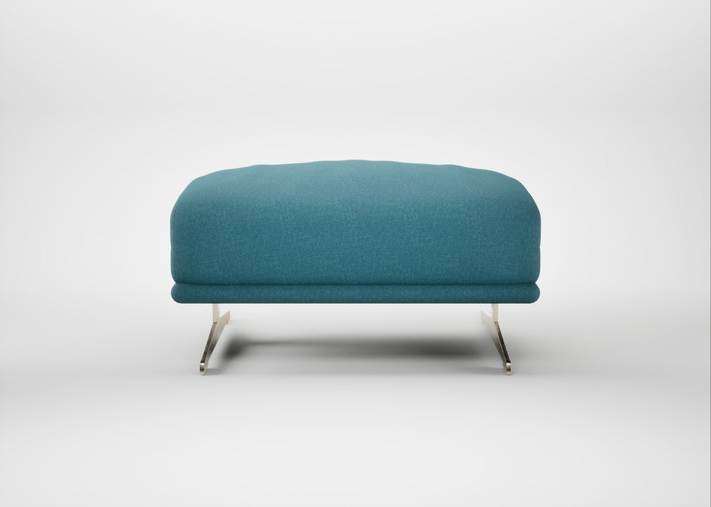 Novara Ottoman Brushed Cotton Cadet / Stainless Steel