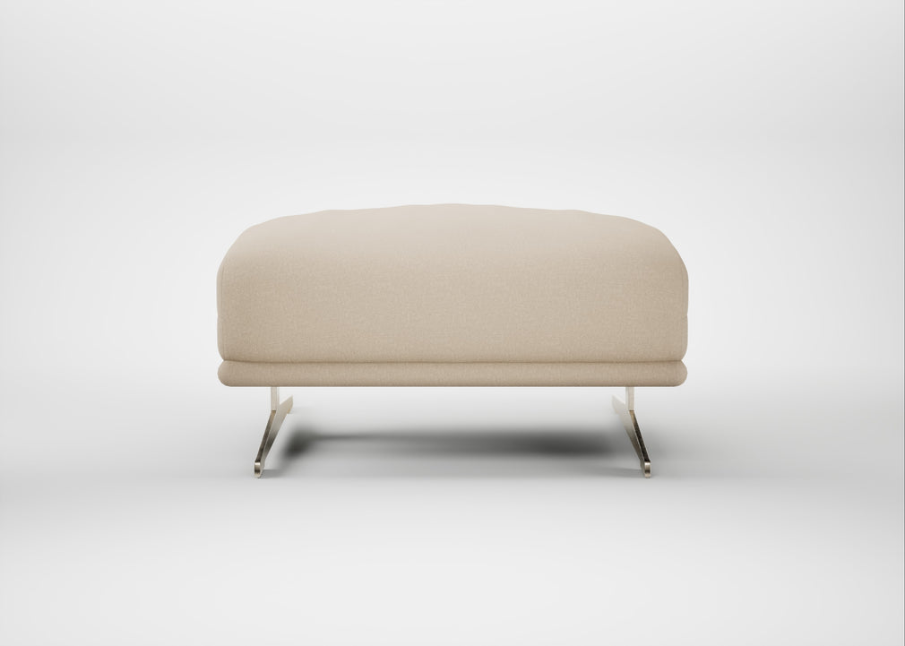 Novara Ottoman Brushed Cotton Oat / Stainless Steel