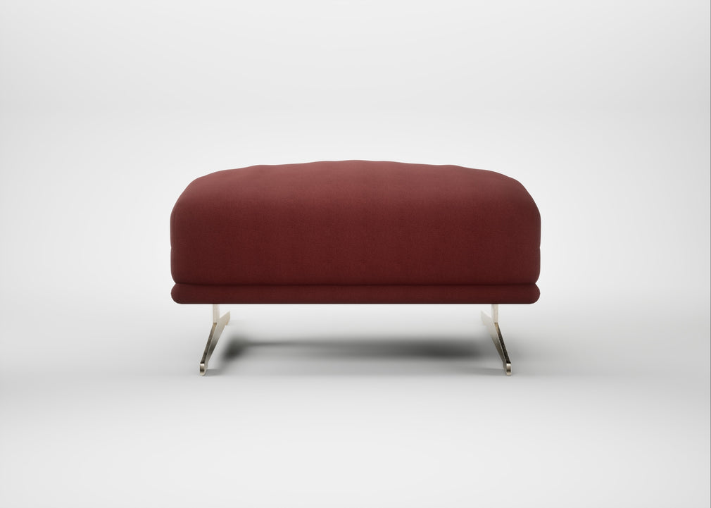 Novara Ottoman Capelo Linen-Cotton Etruscan Red / Stainless Steel