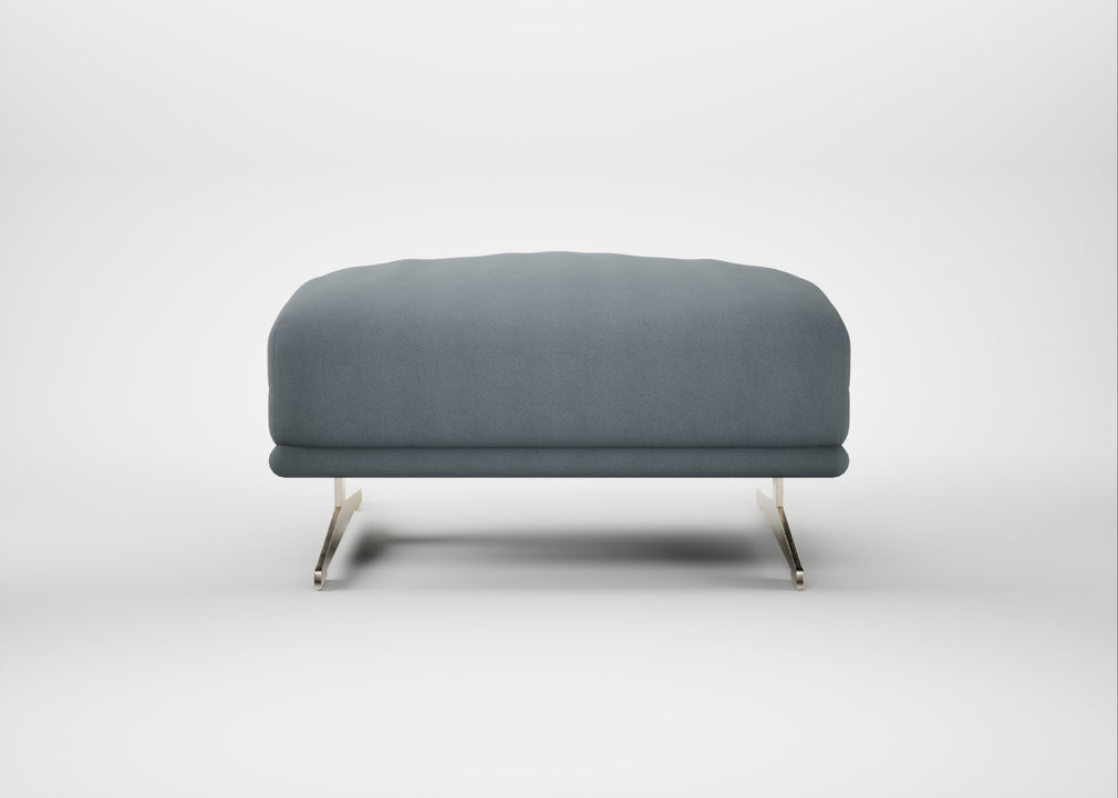Novara Ottoman Capelo Linen-Cotton Mineral / Stainless Steel