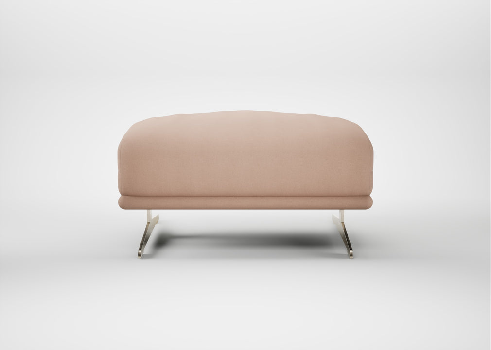 Novara Ottoman Capelo Linen-Cotton Rosedale / Stainless Steel