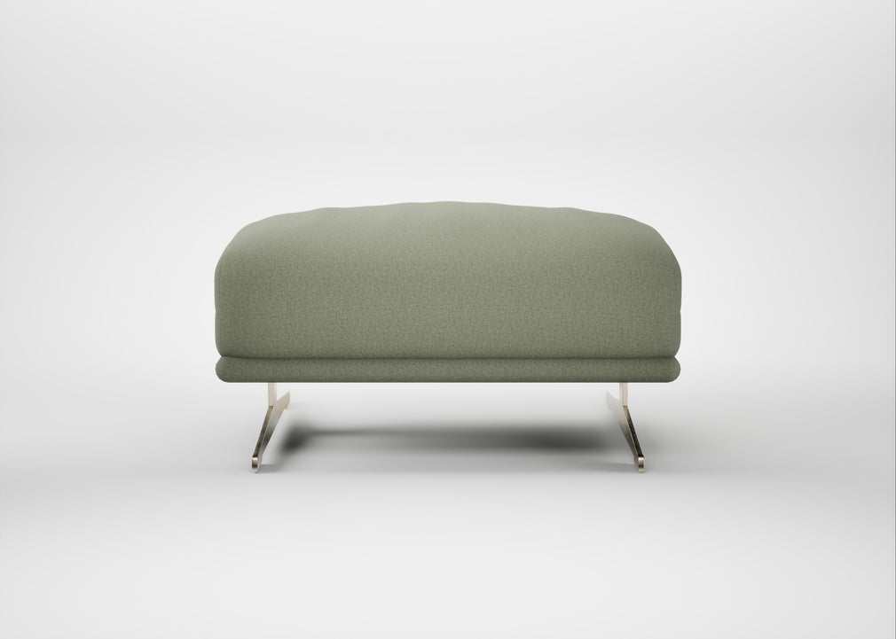 Novara Ottoman Capelo Linen-Cotton Sage / Stainless Steel