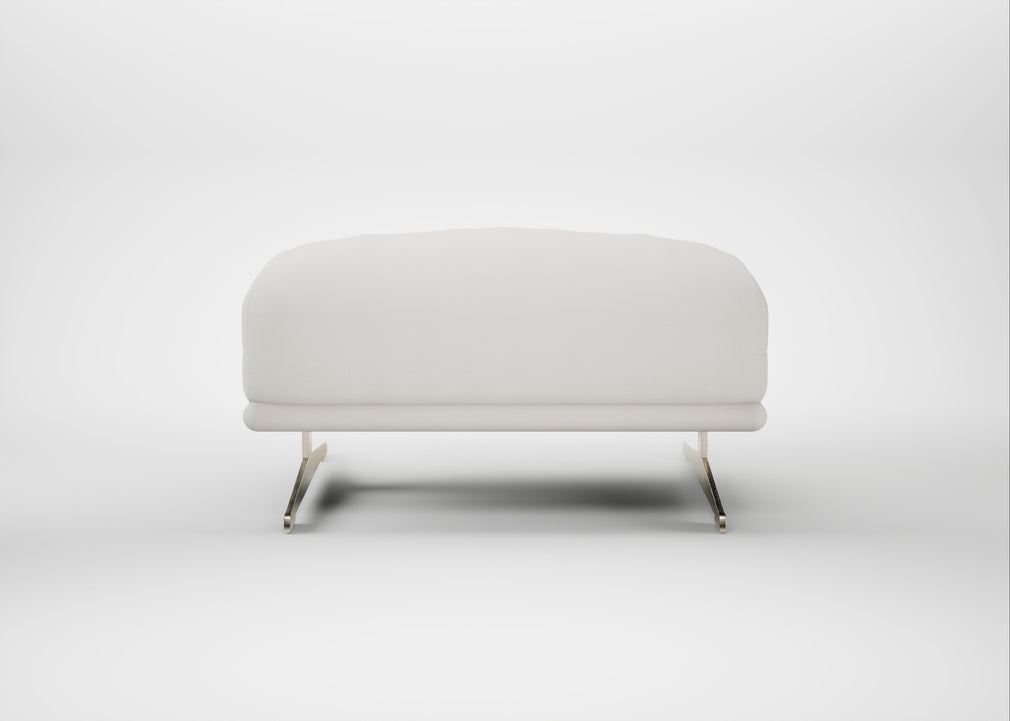 Novara Ottoman Capelo Linen-Cotton Sea Salt / Stainless Steel