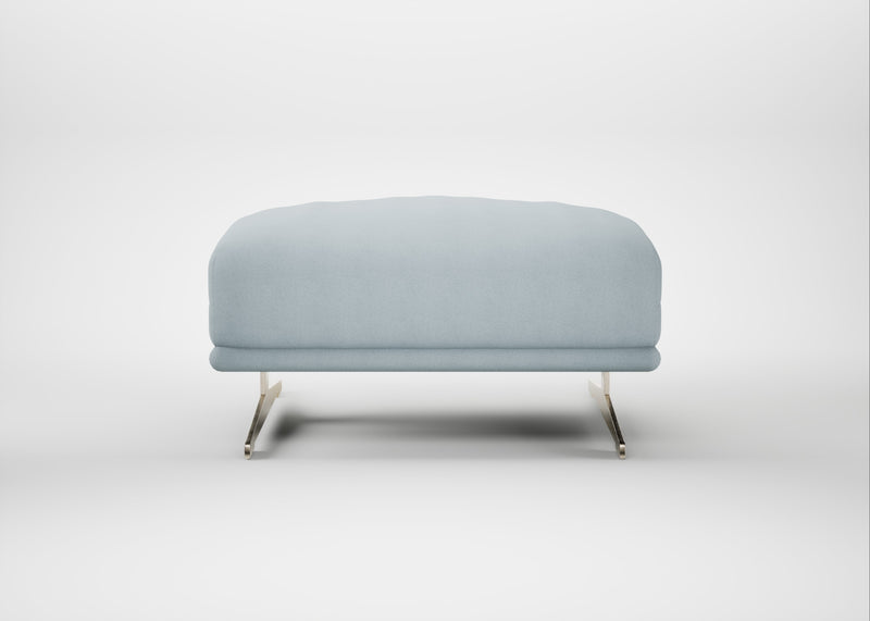 Novara Ottoman Capelo Linen-Cotton Sea Shanty / Stainless Steel
