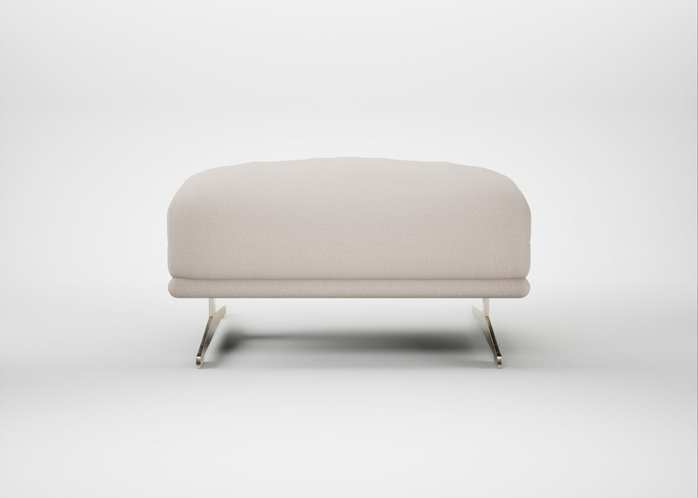 Novara Ottoman Capelo Linen-Cotton Sesame / Stainless Steel