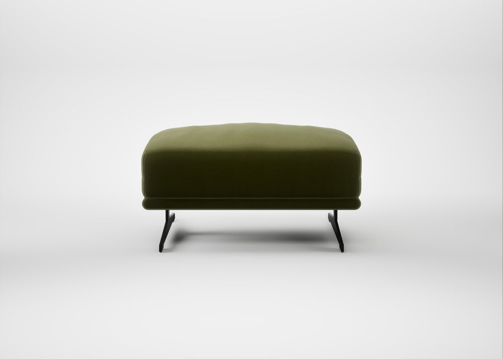 Novara Ottoman Cotton Velvet Evergreen / Black