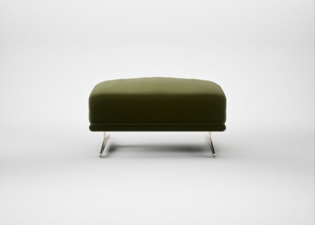 Novara Ottoman Cotton Velvet Evergreen / Stainless Steel