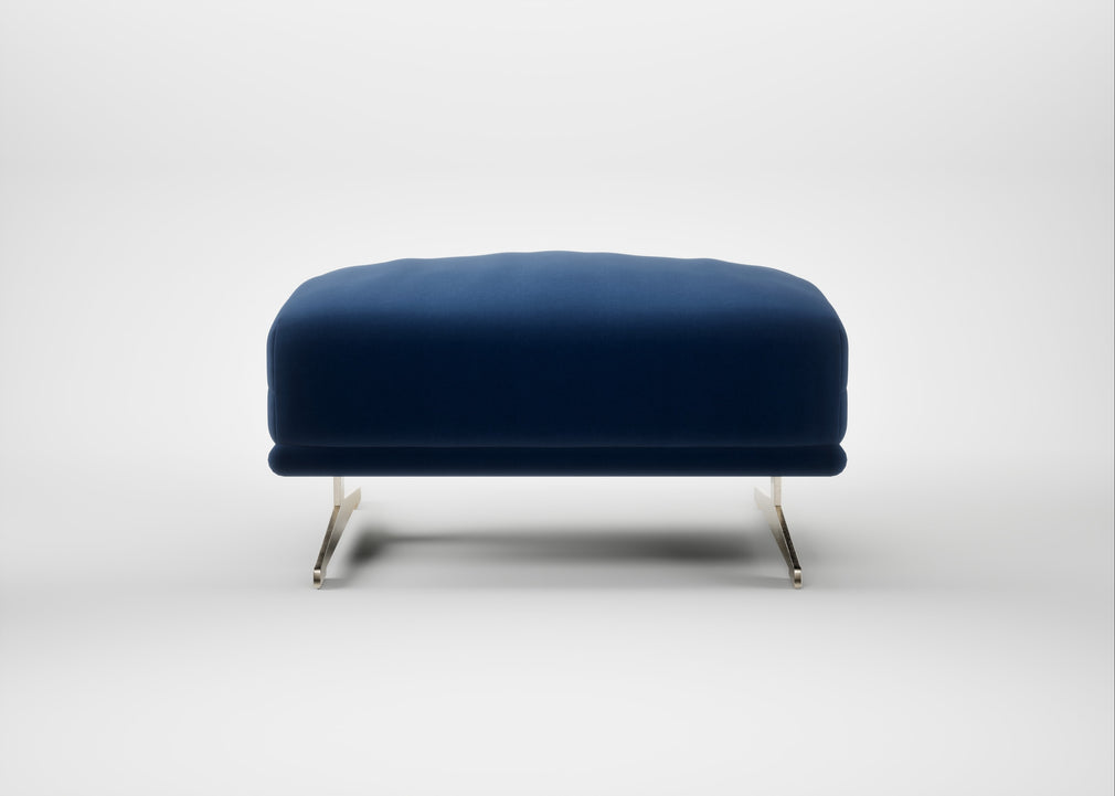 Novara Ottoman Cotton Velvet Midnight / Stainless Steel