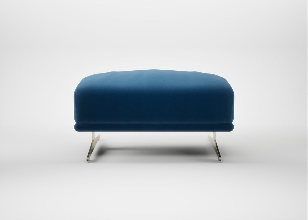 Novara Ottoman Cotton Velvet Petrol / Stainless Steel