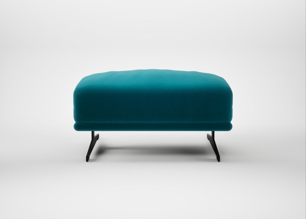 Novara Ottoman Cotton Velvet Teal / Black