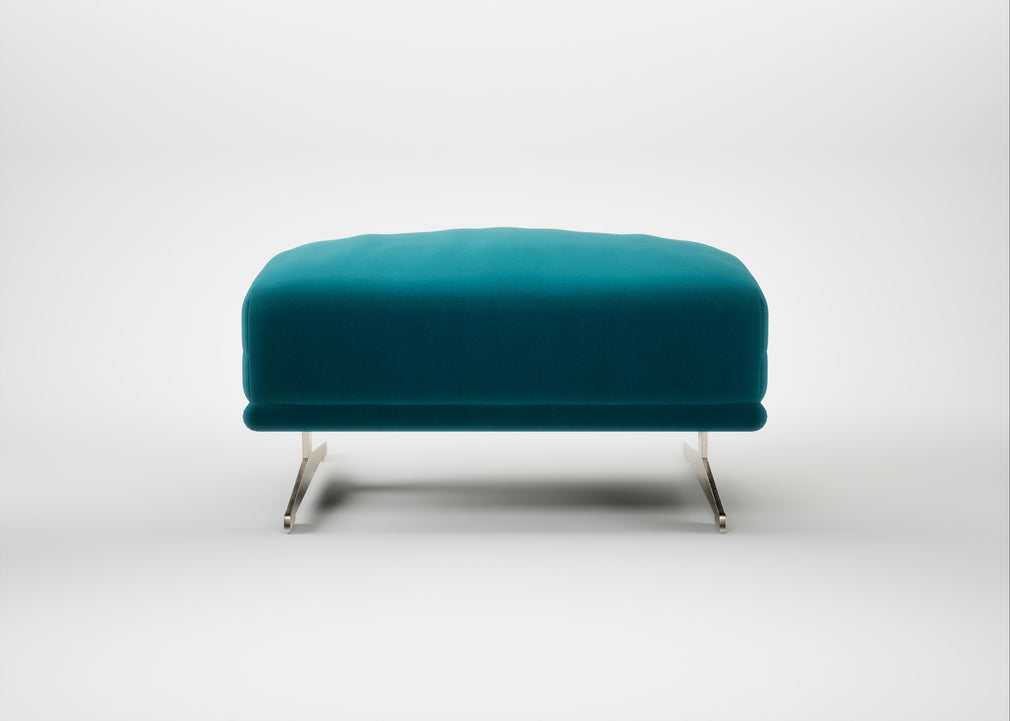 Novara Ottoman Cotton Velvet Teal / Stainless Steel