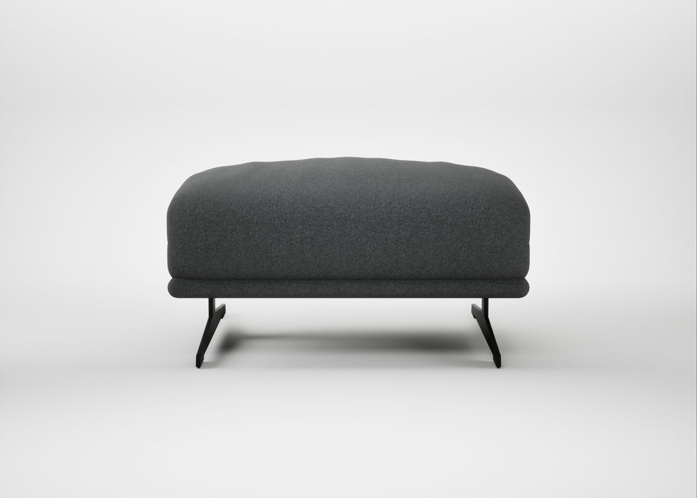 Novara Ottoman Melton Wool Granite / Black