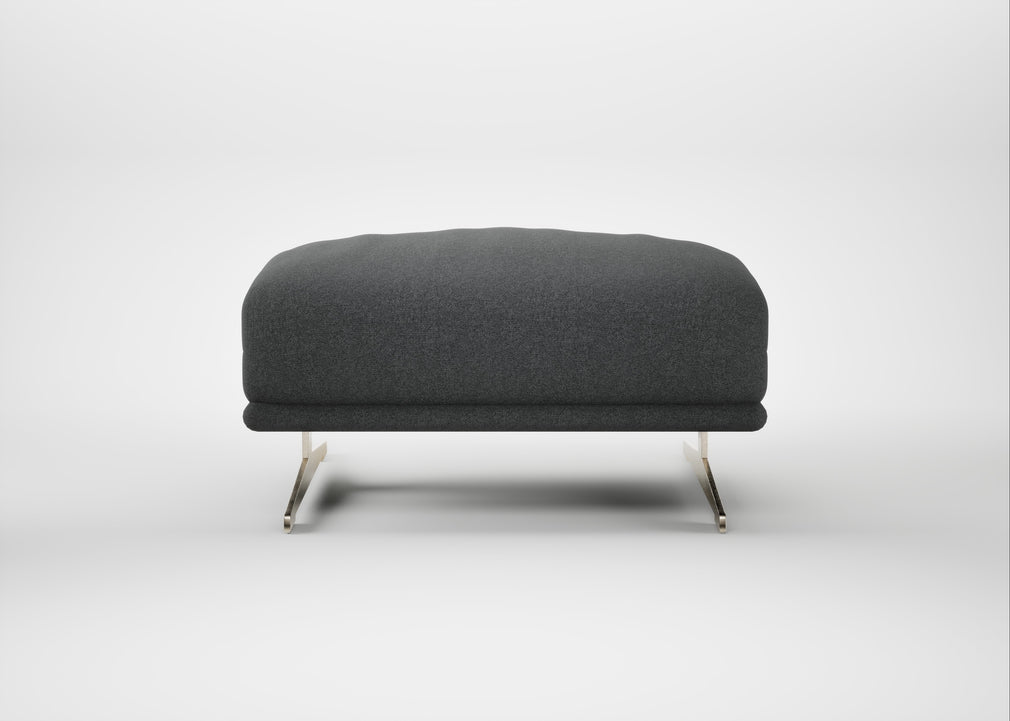 Novara Ottoman Melton Wool Granite / Stainless Steel