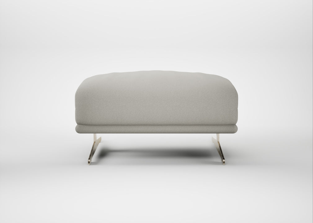 Novara Ottoman Melton Wool Limestone / Stainless Steel