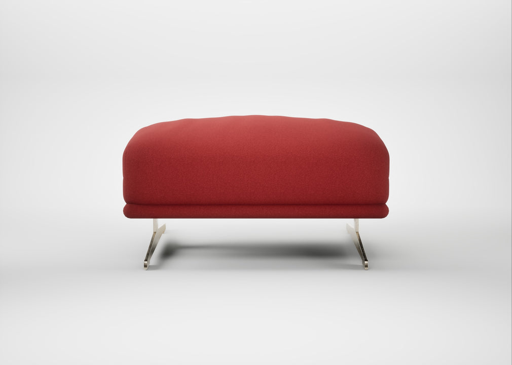 Novara Ottoman Melton Wool Red Oxide / Stainless Steel