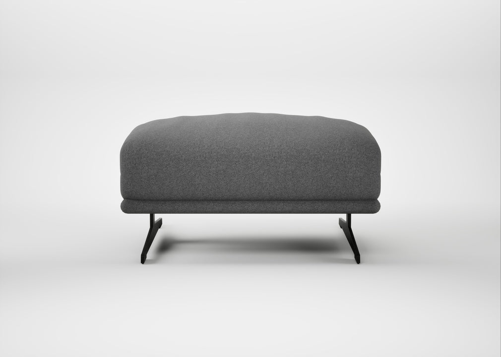Novara Ottoman Melton Wool Shale / Black