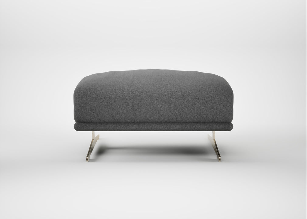 Novara Ottoman Melton Wool Shale / Stainless Steel