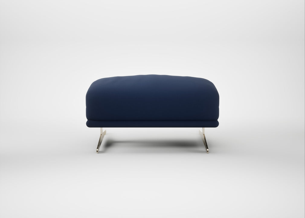 Novara Ottoman Smart Cotton Linen Indigo / Stainless Steel