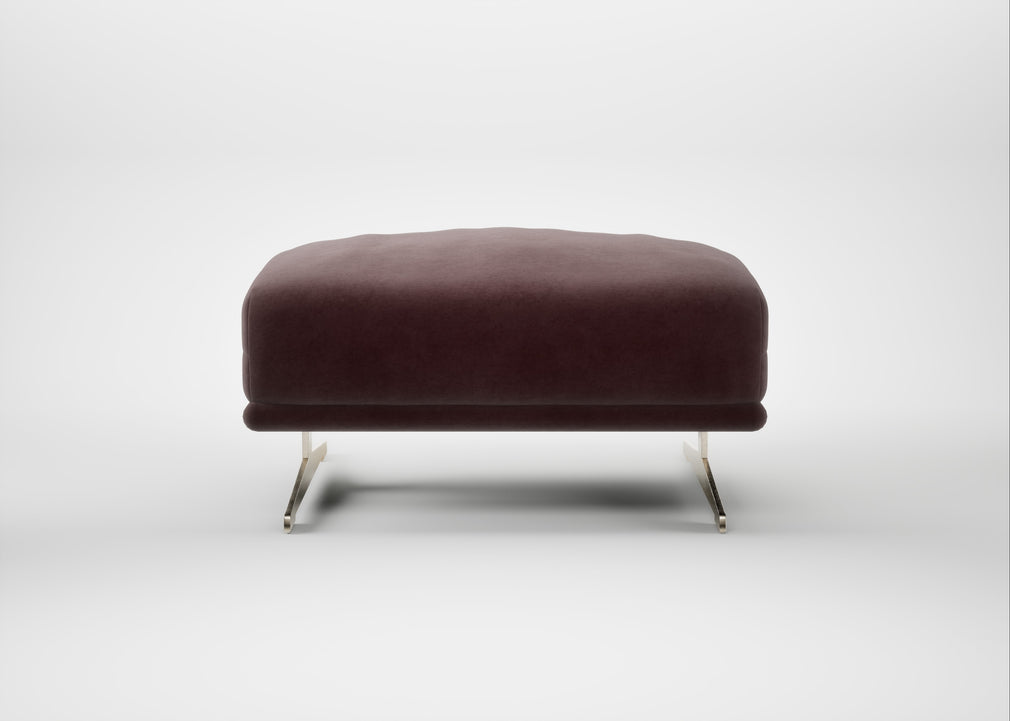 Novara Ottoman Smart Luxe Velvet Acorn / Stainless Steel