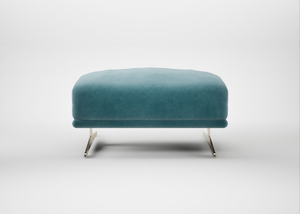 Novara Ottoman Smart Luxe Velvet Airforce Blue / Stainless Steel