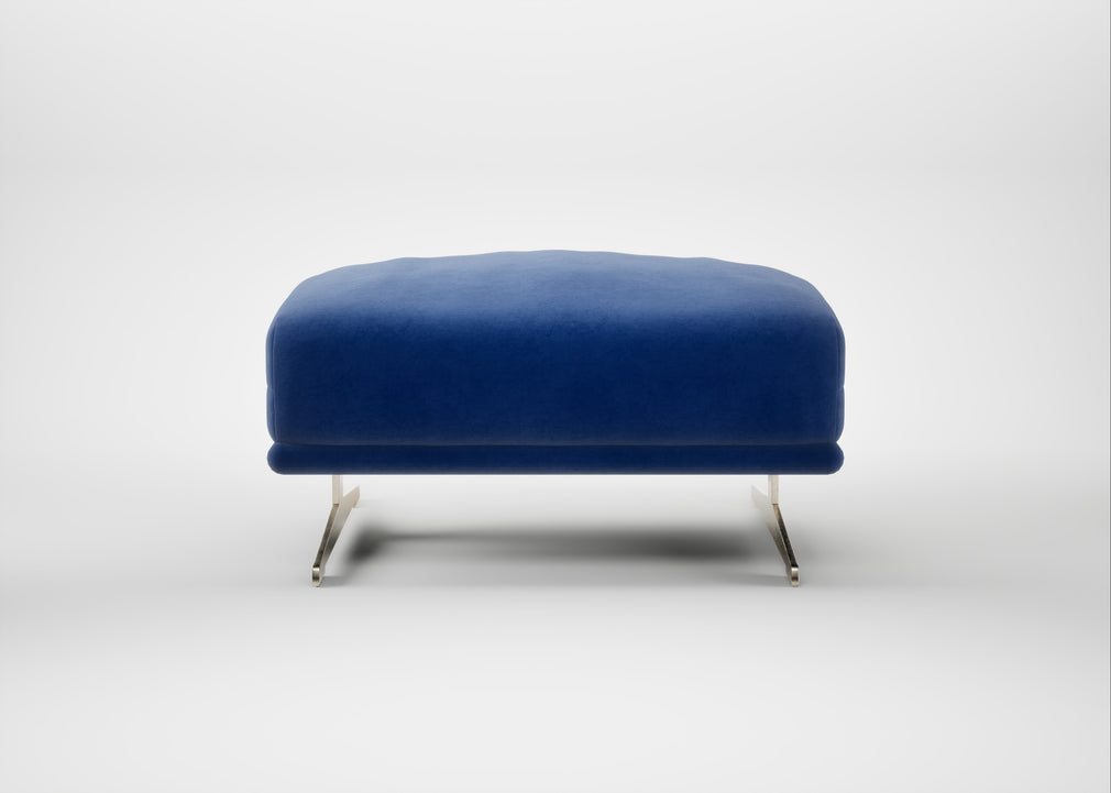 Novara Ottoman Smart Luxe Velvet Azure / Stainless Steel