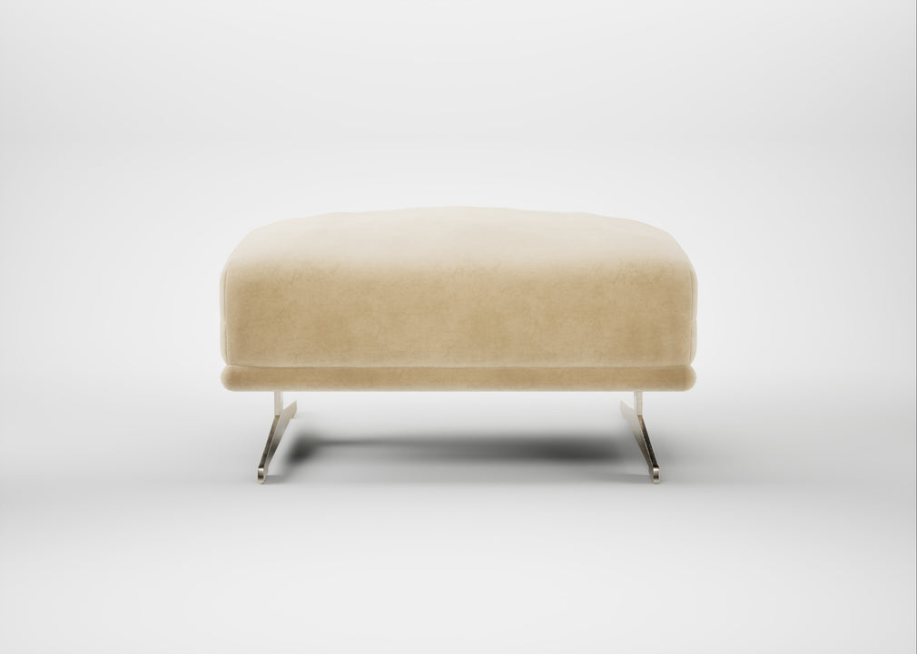 Novara Ottoman Smart Luxe Velvet Biscuit / Stainless Steel