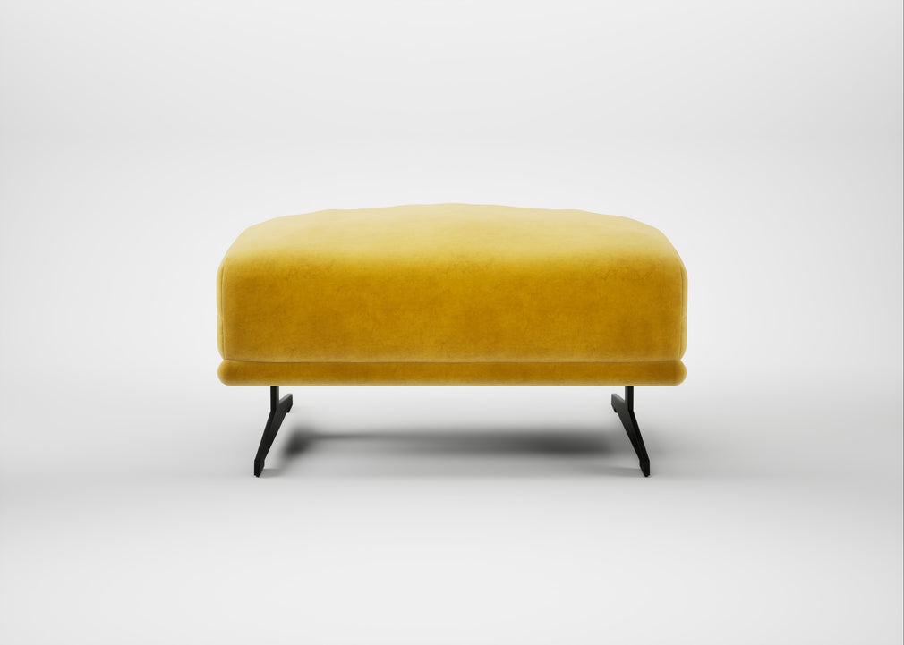 Novara Ottoman Smart Luxe Velvet Canary / Black