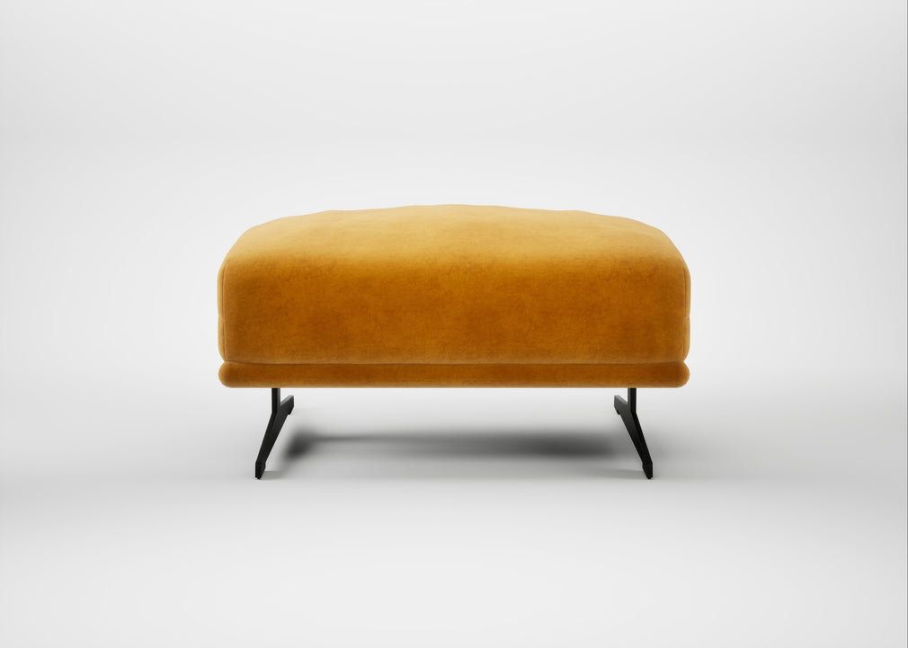 Novara Ottoman Smart Luxe Velvet Cognac / Black