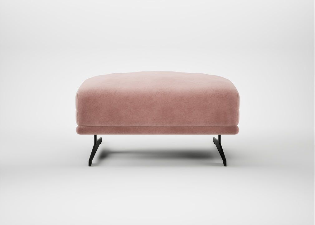 Novara Ottoman Smart Luxe Velvet Dusky Pink / Black