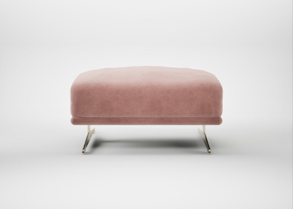 Novara Ottoman Smart Luxe Velvet Dusky Pink / Stainless Steel