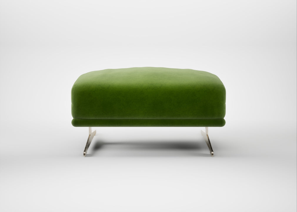 Novara Ottoman Smart Luxe Velvet Grass / Stainless Steel