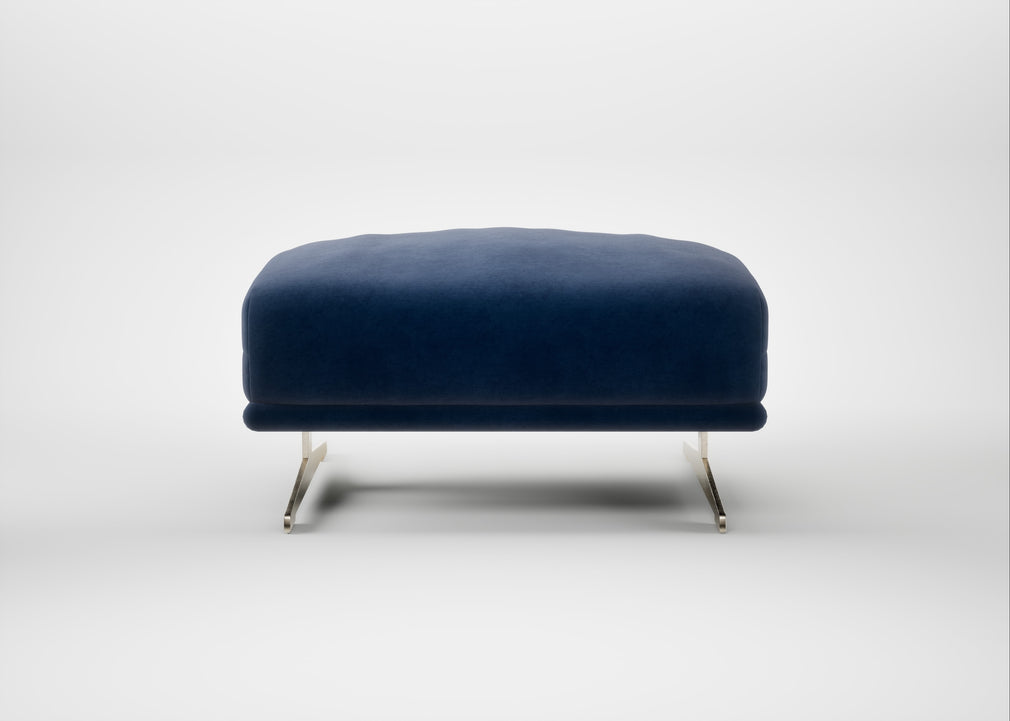 Novara Ottoman Smart Luxe Velvet Midnight / Stainless Steel