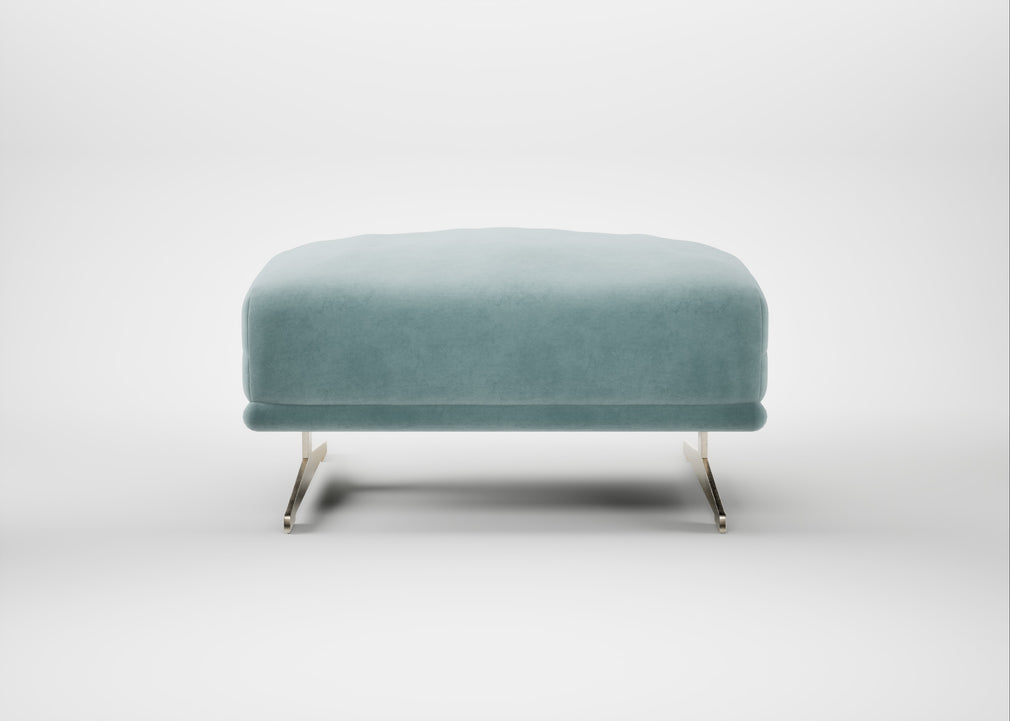 Novara Ottoman Smart Luxe Velvet Mineral Blue / Stainless Steel