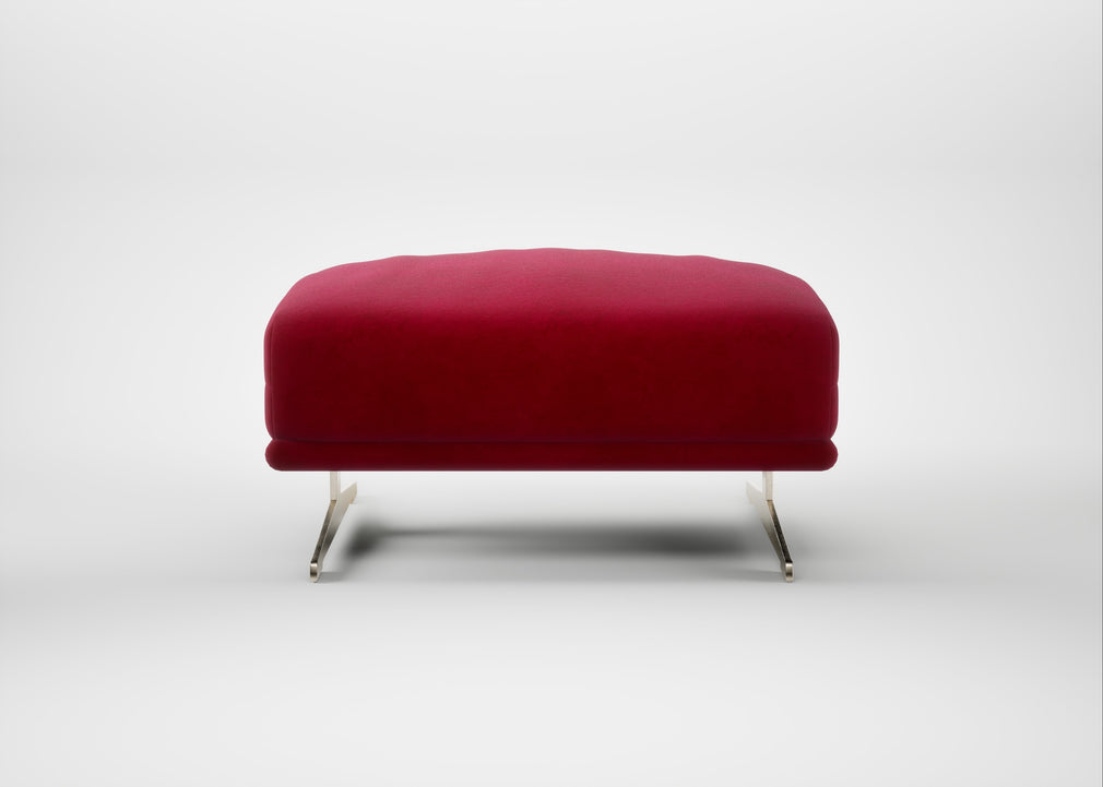 Novara Ottoman Smart Luxe Velvet Mulberry / Stainless Steel