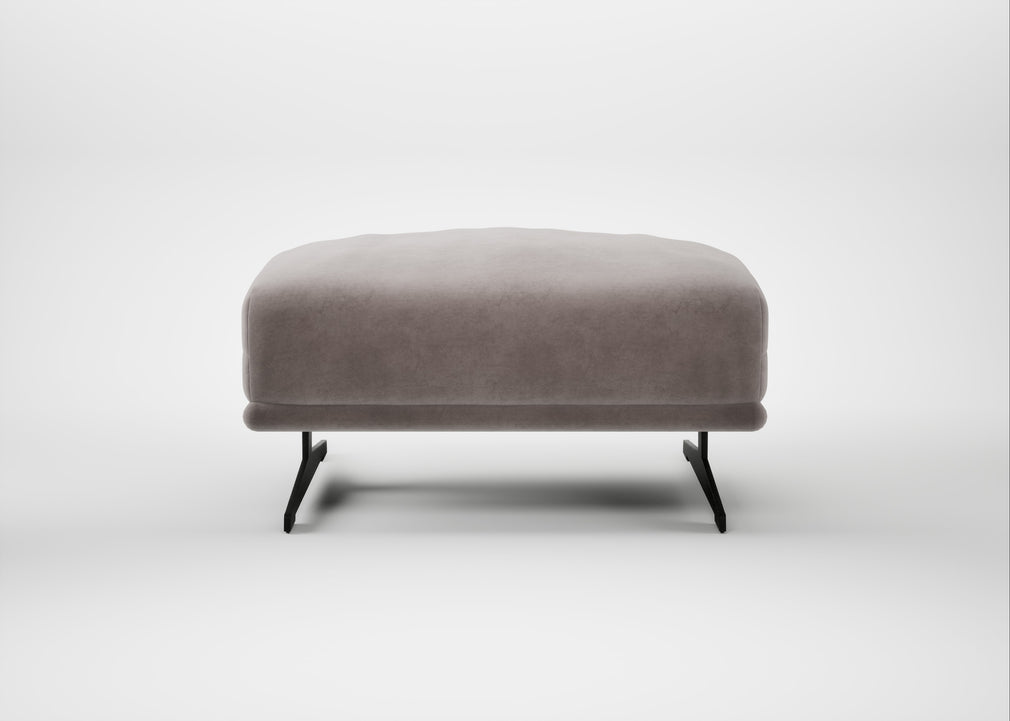 Novara Ottoman Smart Luxe Velvet Mushroom / Black