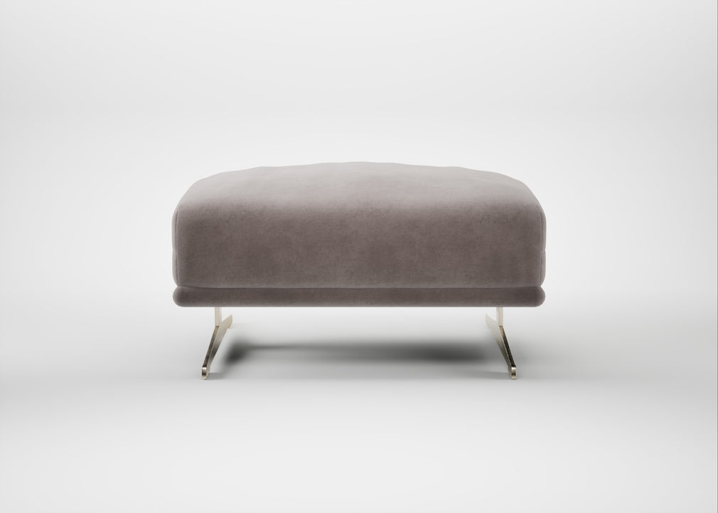 Novara Ottoman Smart Luxe Velvet Mushroom / Stainless Steel