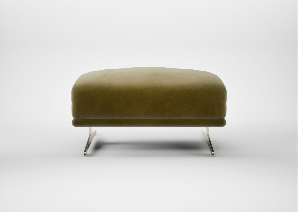 Novara Ottoman Smart Luxe Velvet Peridot / Stainless Steel