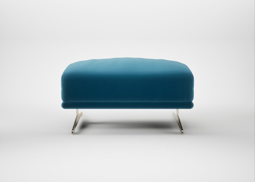 Novara Ottoman Smart Velvet Ocean Blue / Stainless Steel