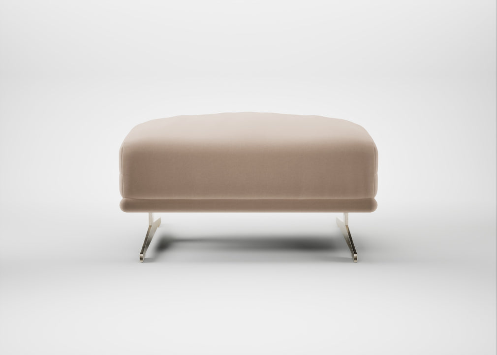 Novara Ottoman Smart Velvet Pebble / Stainless Steel