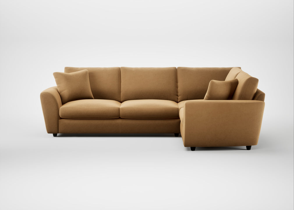 Snooze Right Hand Facing Corner Sofa Wool Velvet Camel