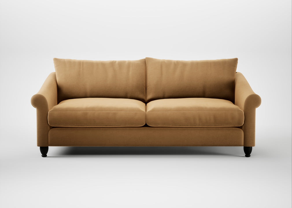 Devon 4 Seater Sofa Wool Velvet Camel / Black