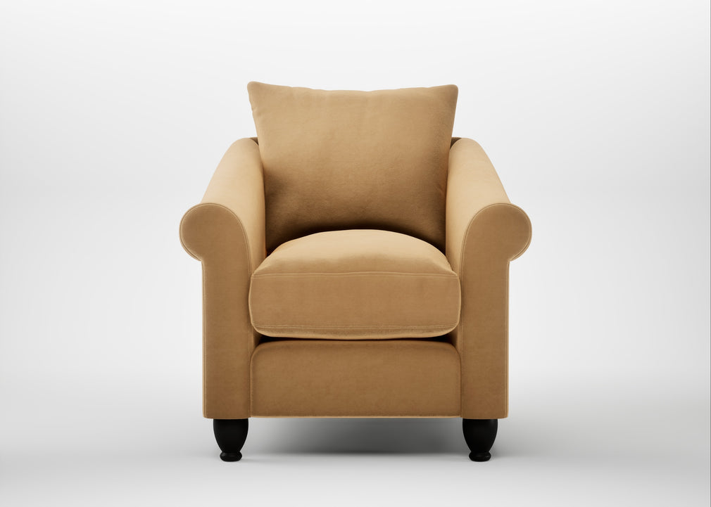 Devon Armchair Wool Velvet Camel / Black